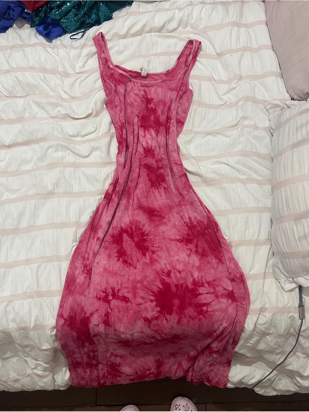 Kensie Fuchsia Tie-Dye Maxi Tank Dress